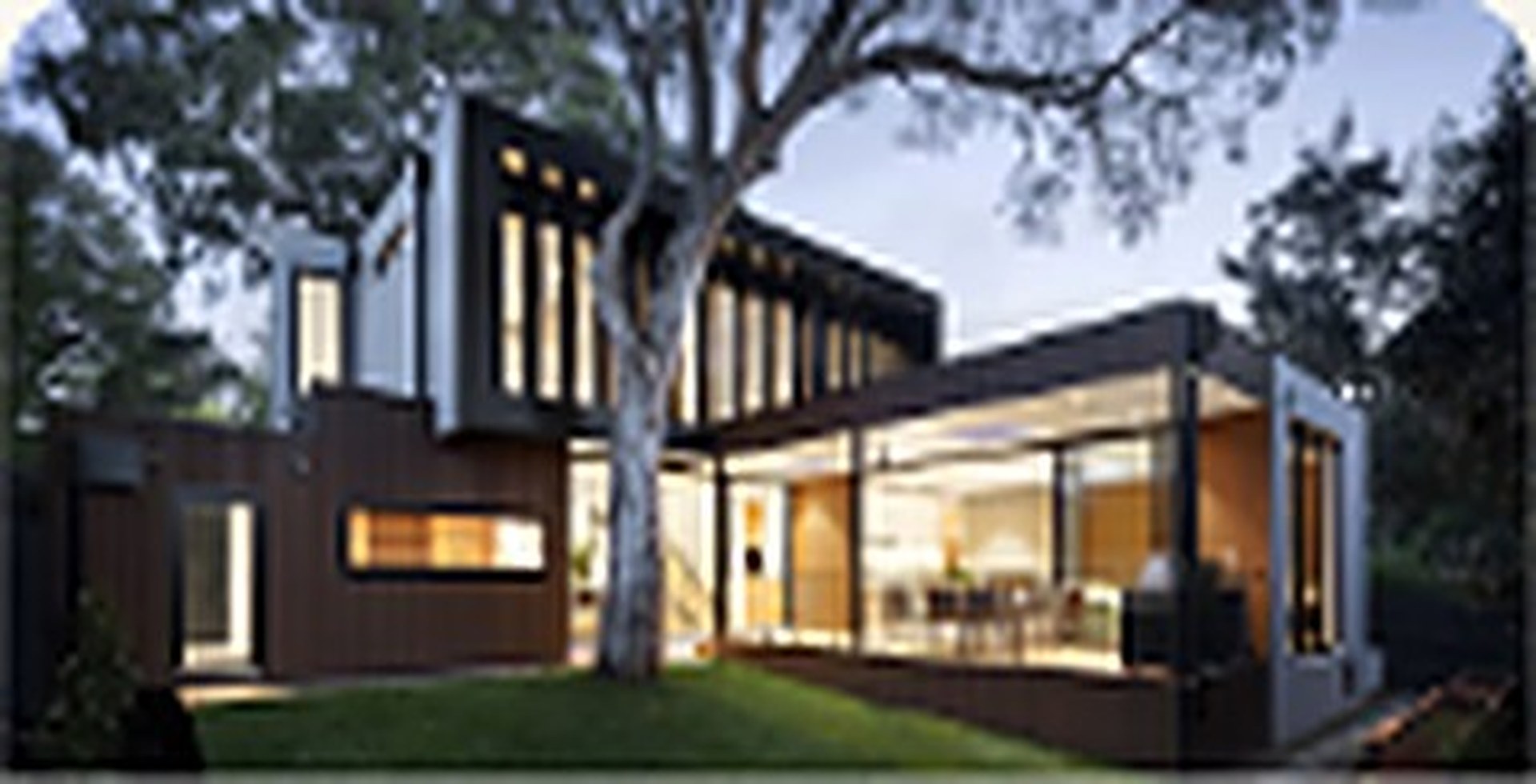 Modern residential property at dusk